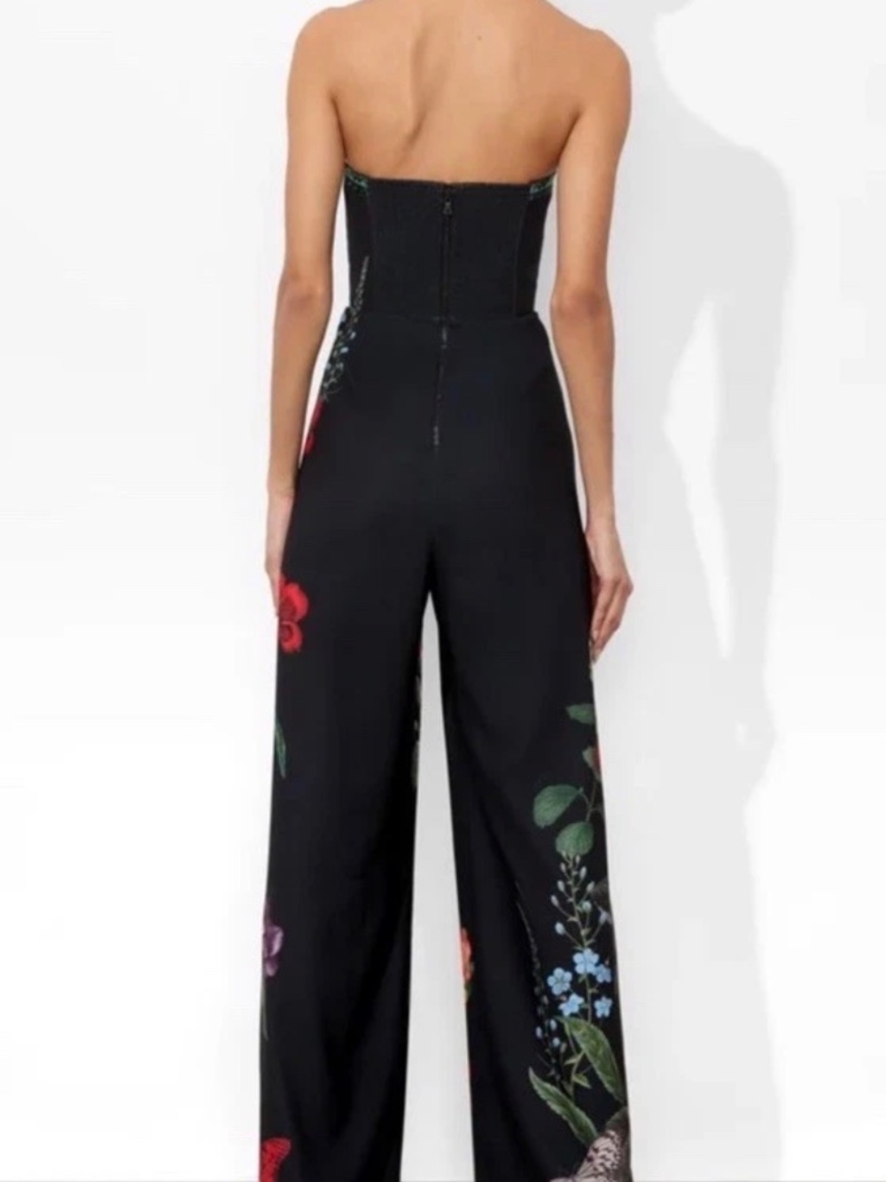 Alice + Olivia Berna Floral Strapless Jumpsuit In The Wind Side Split Leg 10 NWT - Picture 9 of 16